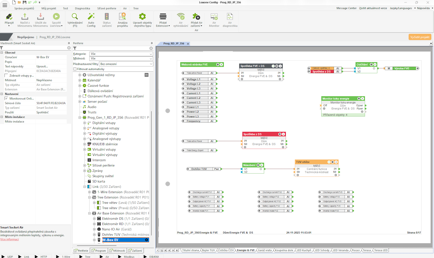 Loxone Config – řízení budov